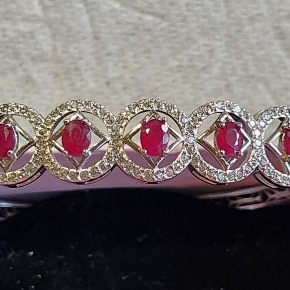 Ruby Bangle in Silver Setting - Picture 2 of 8